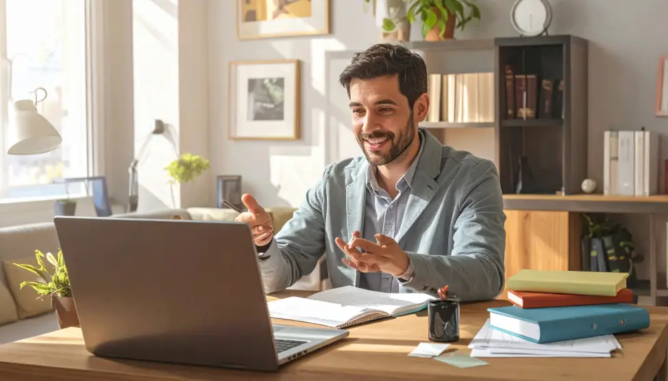 Profesor especializado impartiendo clase de Bachillerato online en directo