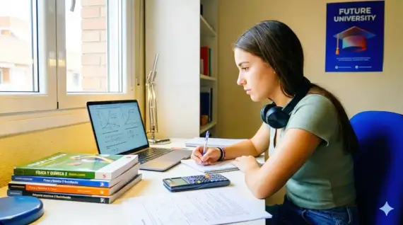 Estudiante de Bachillerato en clase online de refuerzo